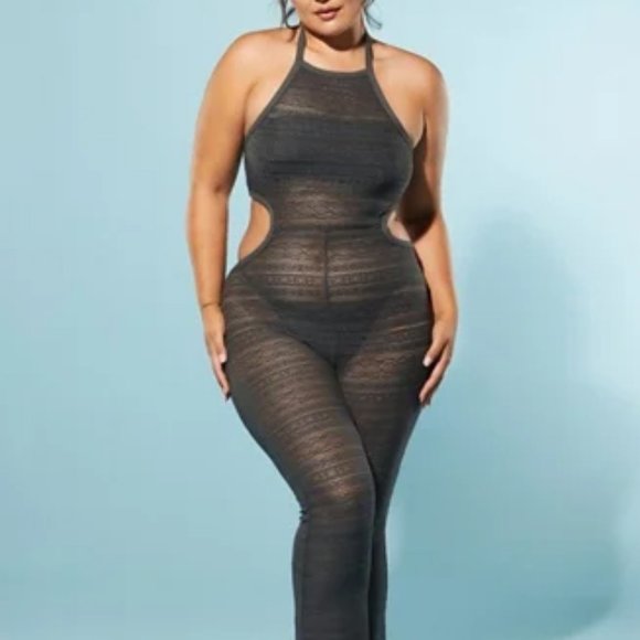 Yitty Knit Slip Flare Leg Jumpsuit - M - Smoked Out (Blk) - NEW! - Picture 5 of 7